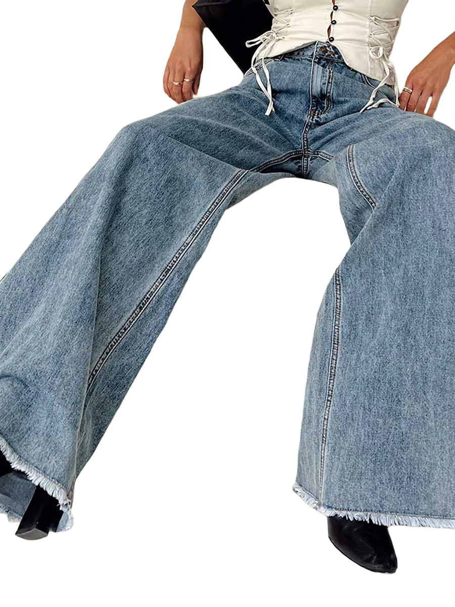 Hirigin Women Wide Leg Jeans Loose Casual Work Streetwear