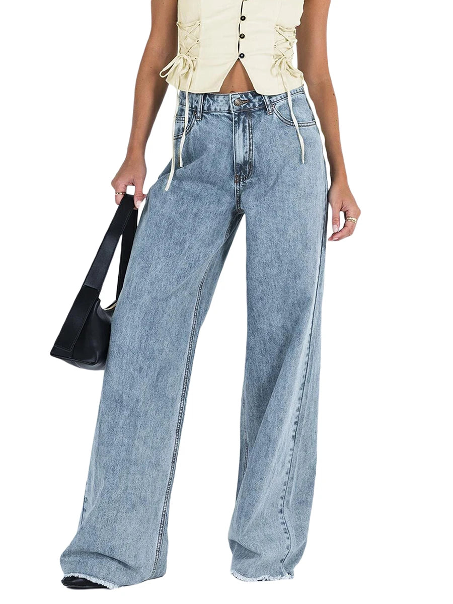 Hirigin Women Wide Leg Jeans Loose Casual Work Streetwear