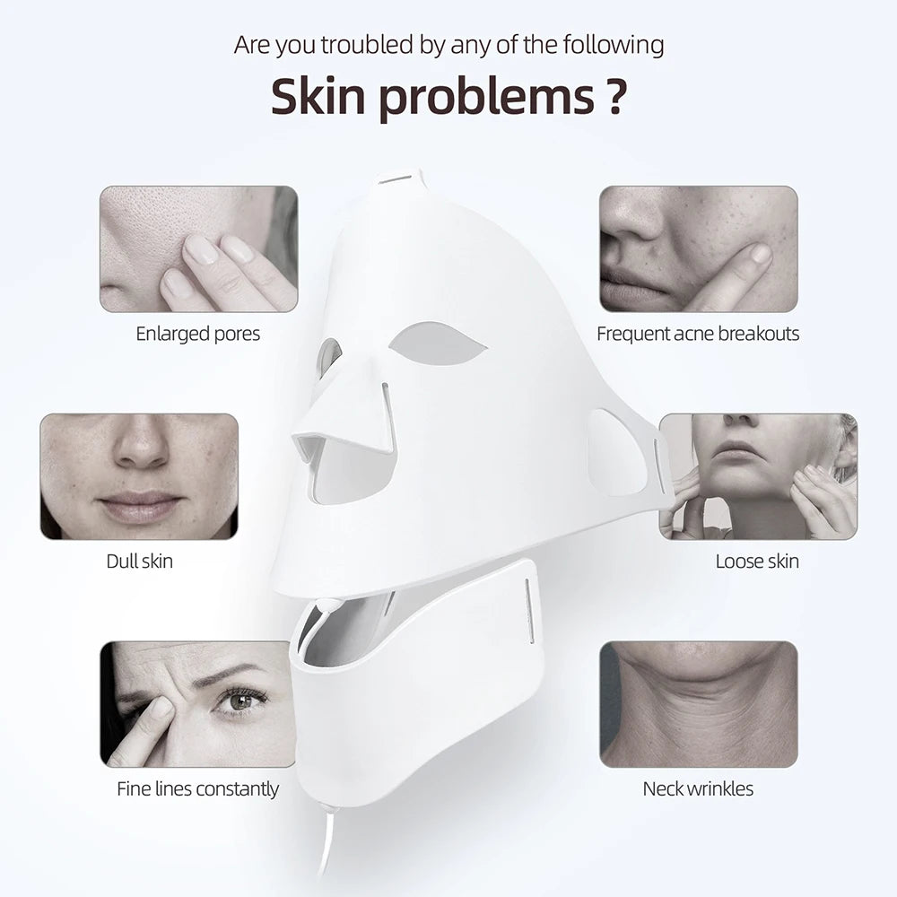 Photon Face And Neck LED Silicone Mask For Skin Rejuvenation