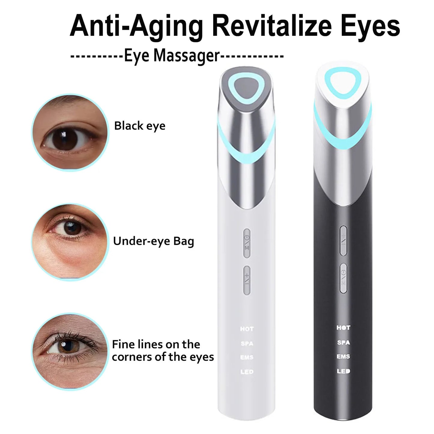 2025 EMS Microcurrent Wireless Eye Lifting Anti Wrinkles Pen Eye Bags Dark Anti-Puffiness Device for Eye Massage Tools