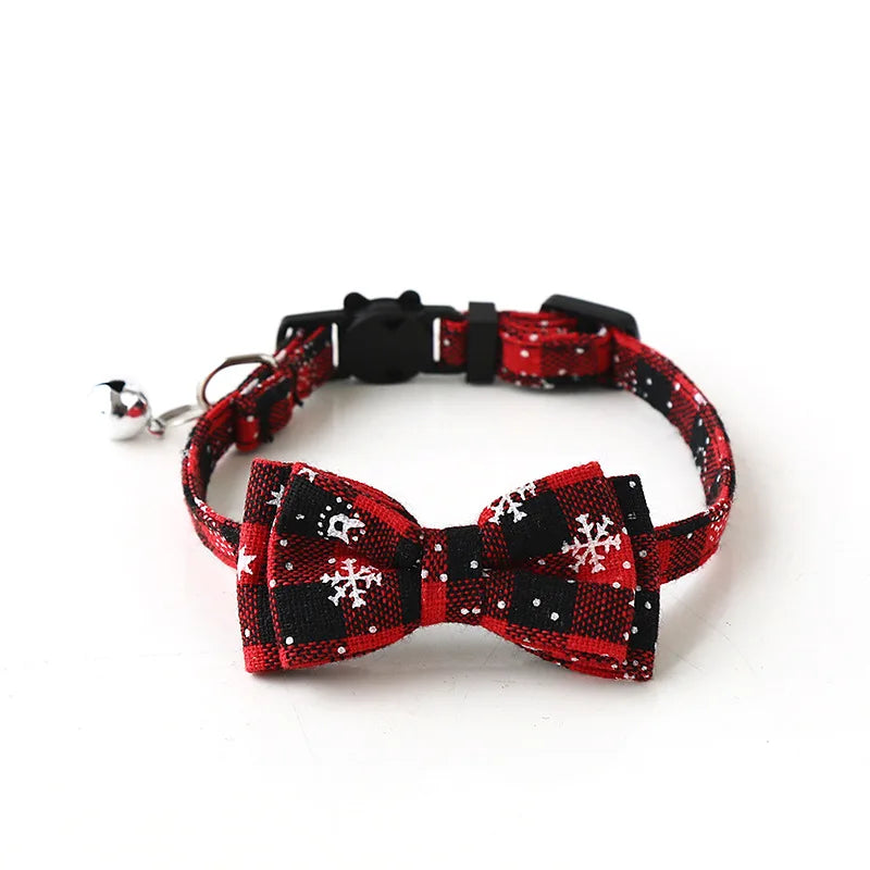 Guangdong Bowknot Plaid Cat And Dog Collar With Bell For Pets