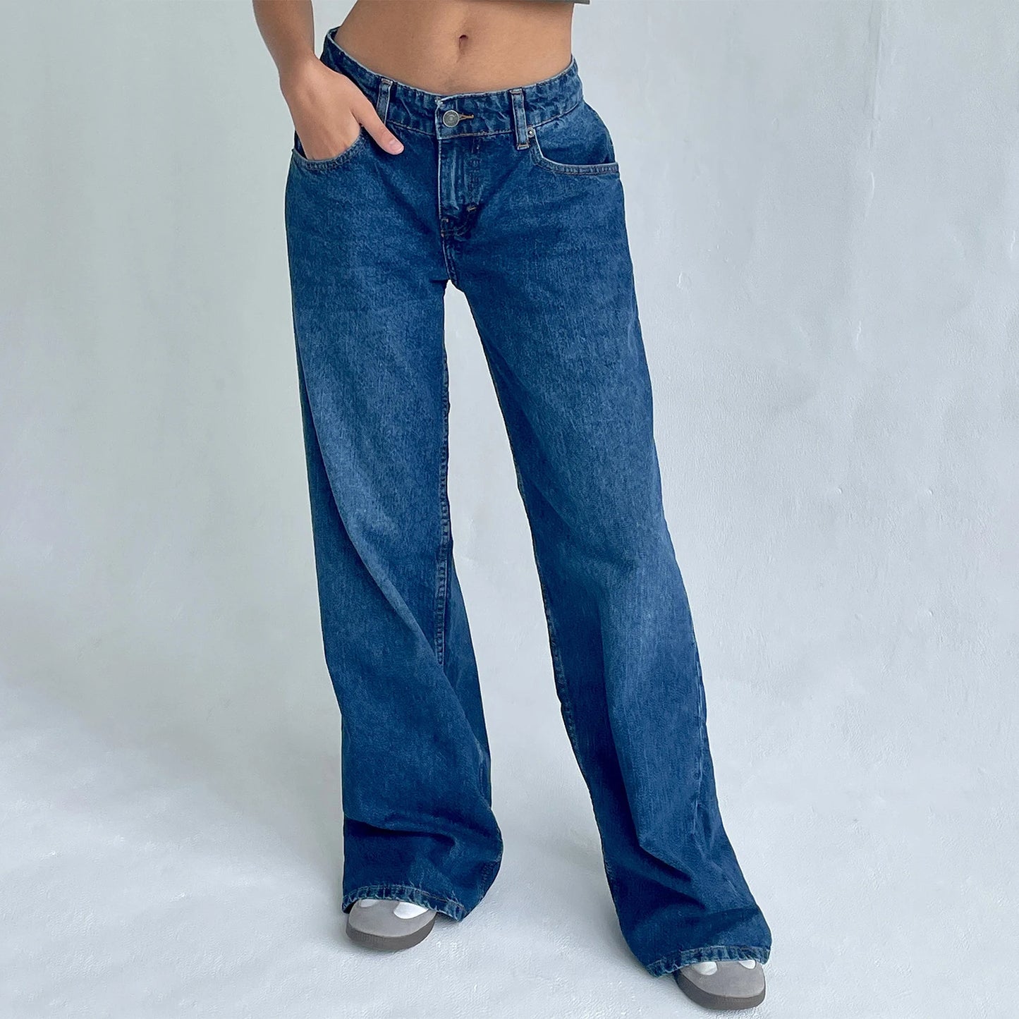 Women Baggy Denim Jeans With Pockets Streetwear Style