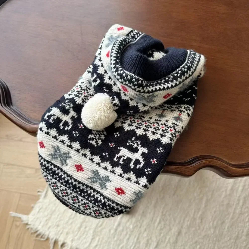 Zhejiang Christmas Hooded Sweater for Dogs and Cats Pet Clothes