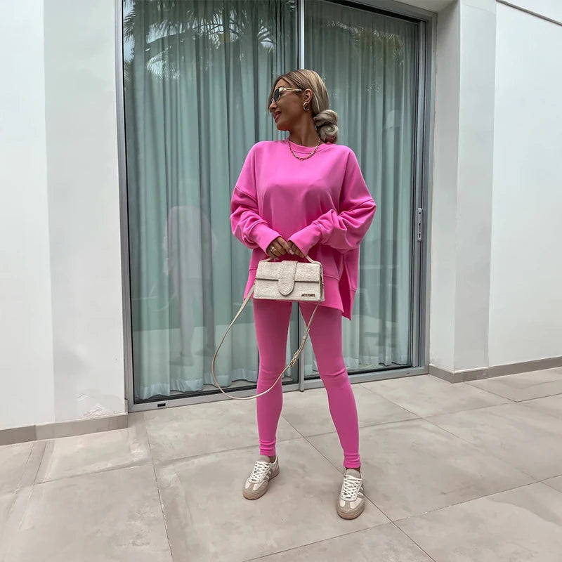 Women Sports Hoodie Set For Spring Autumn Yoga Two Piece