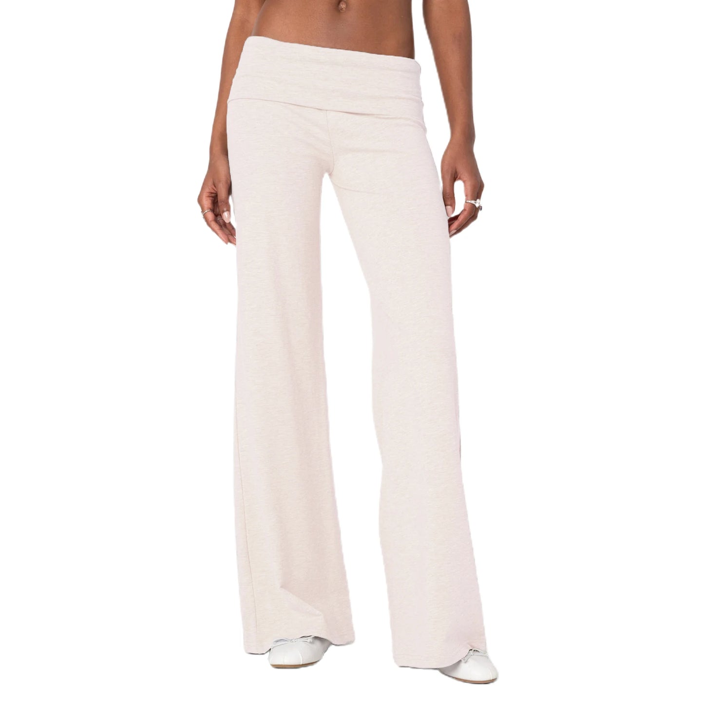 Casual Wide Leg Lounge Pants For Women Fold Over Design