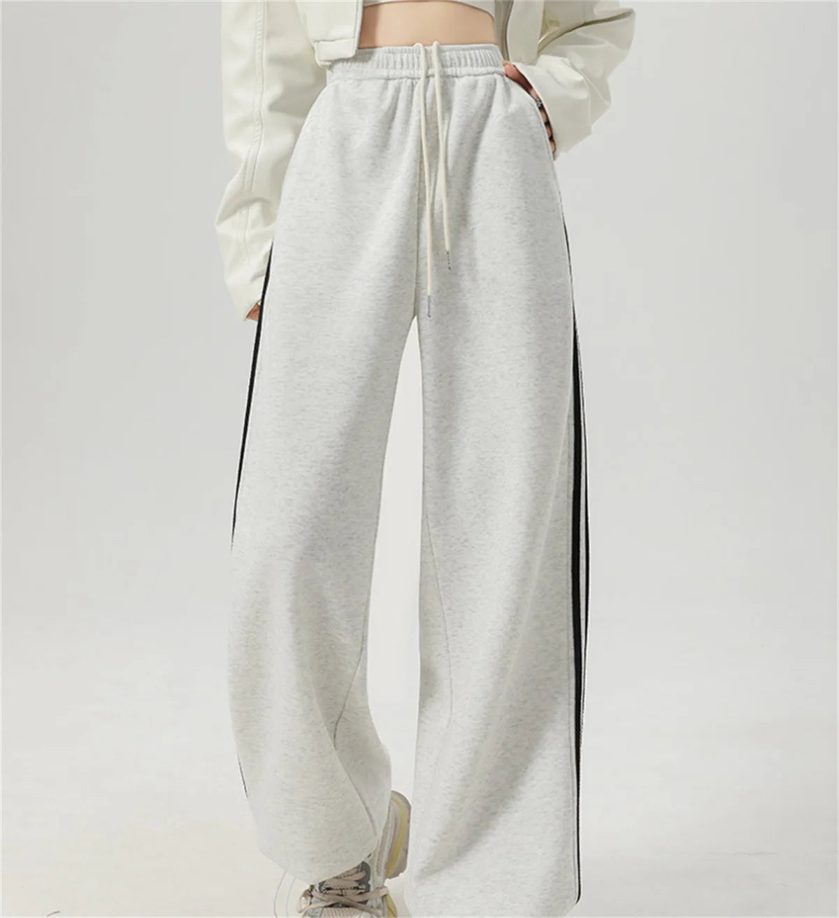 CN Guangdong Women Stripe Chic Straight Pant High Waist Color Block