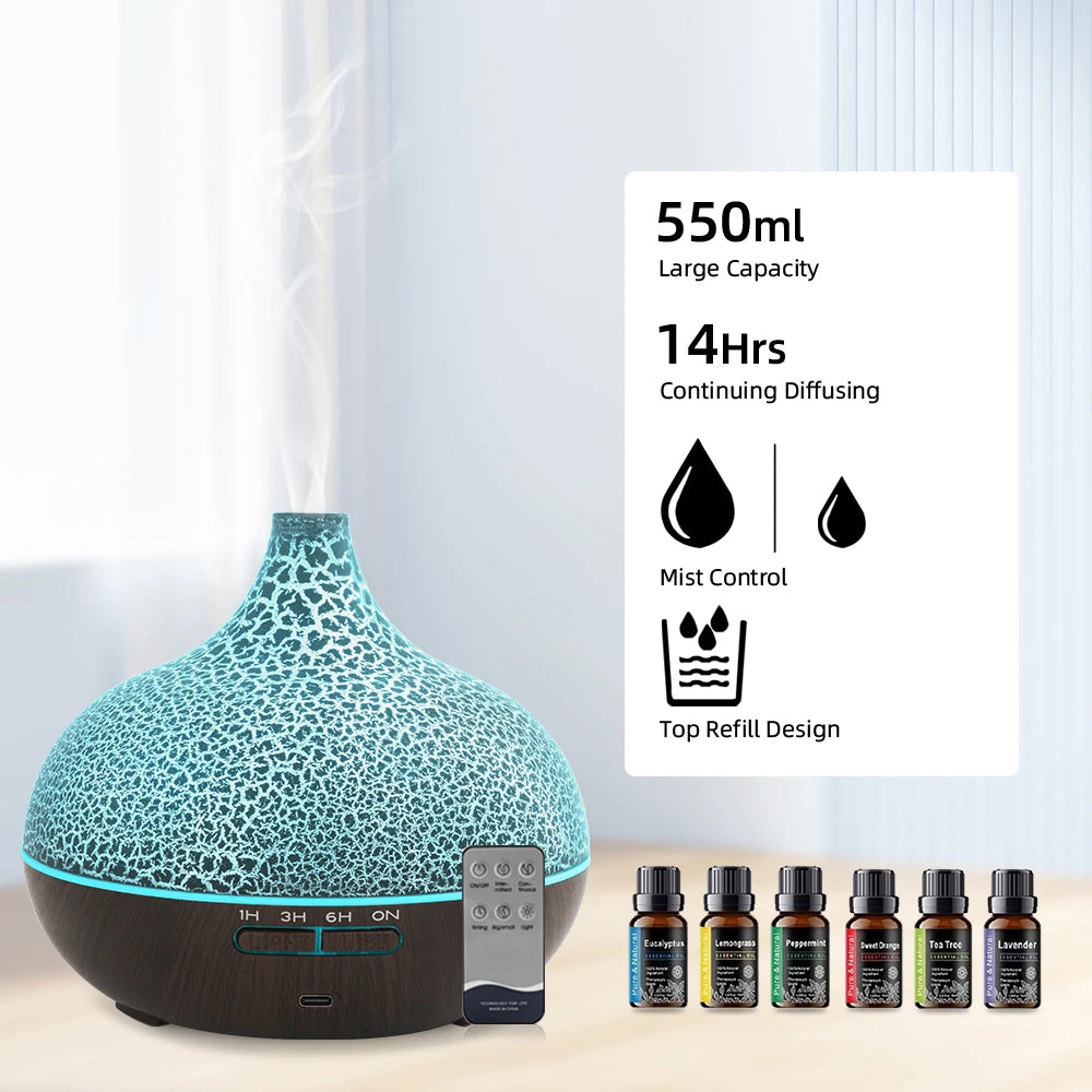 Miflame Ultrasonic Humidifier Aromatherapy Diffuser With LED Lights
