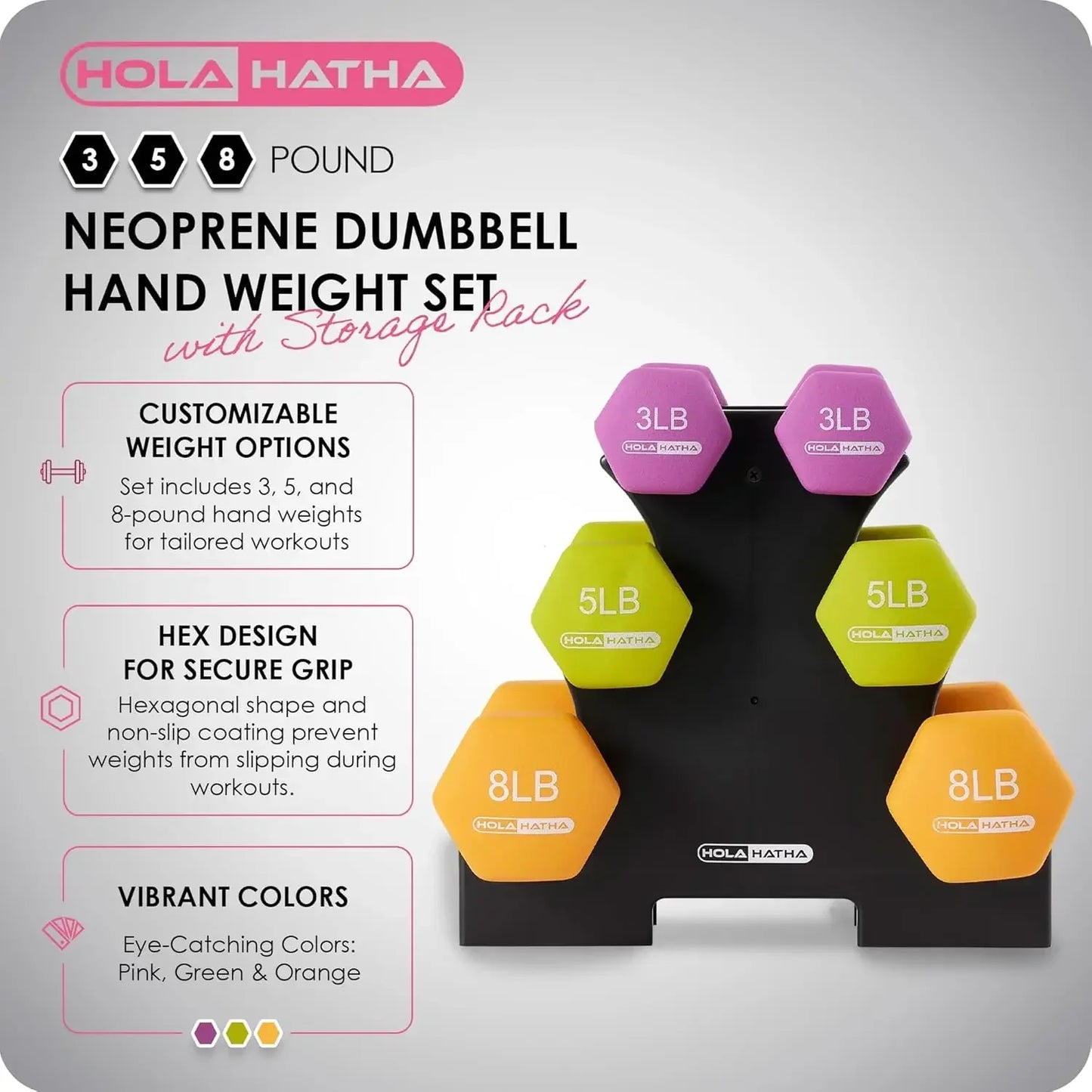 Neoprene Dumbbell Set With Rack For Home Workouts Toning