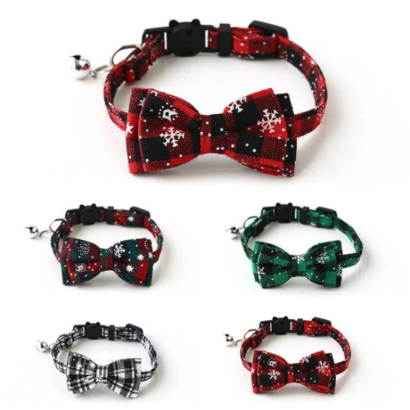 Guangdong Bowknot Plaid Cat And Dog Collar With Bell For Pets