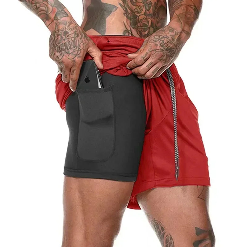 Men Fitness Shorts 2 In 1 Quick Dry For Gym