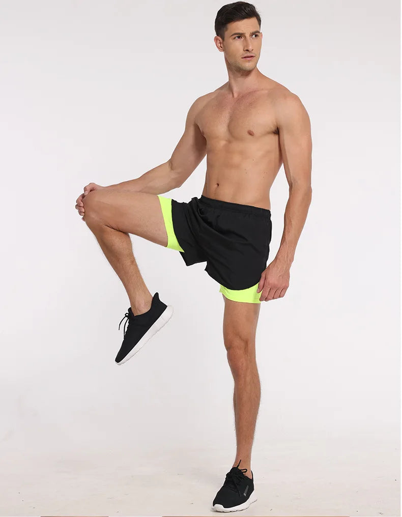 Men Fitness Shorts 2 In 1 Quick Dry For Gym