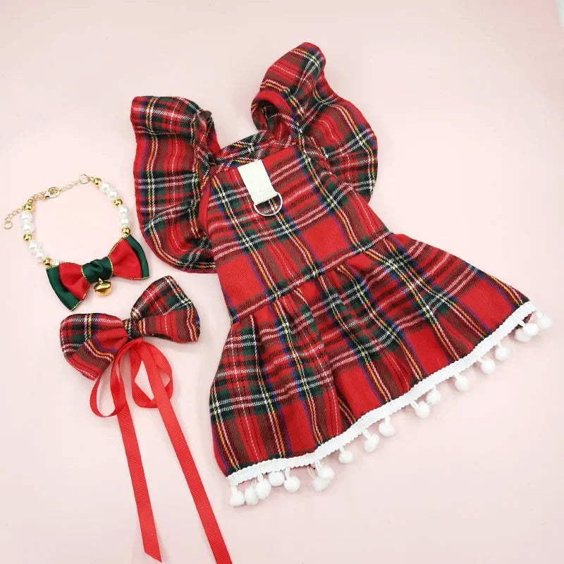 CN Guangdong Christmas Dog Strap Skirt Autumn Winter Pet Costume