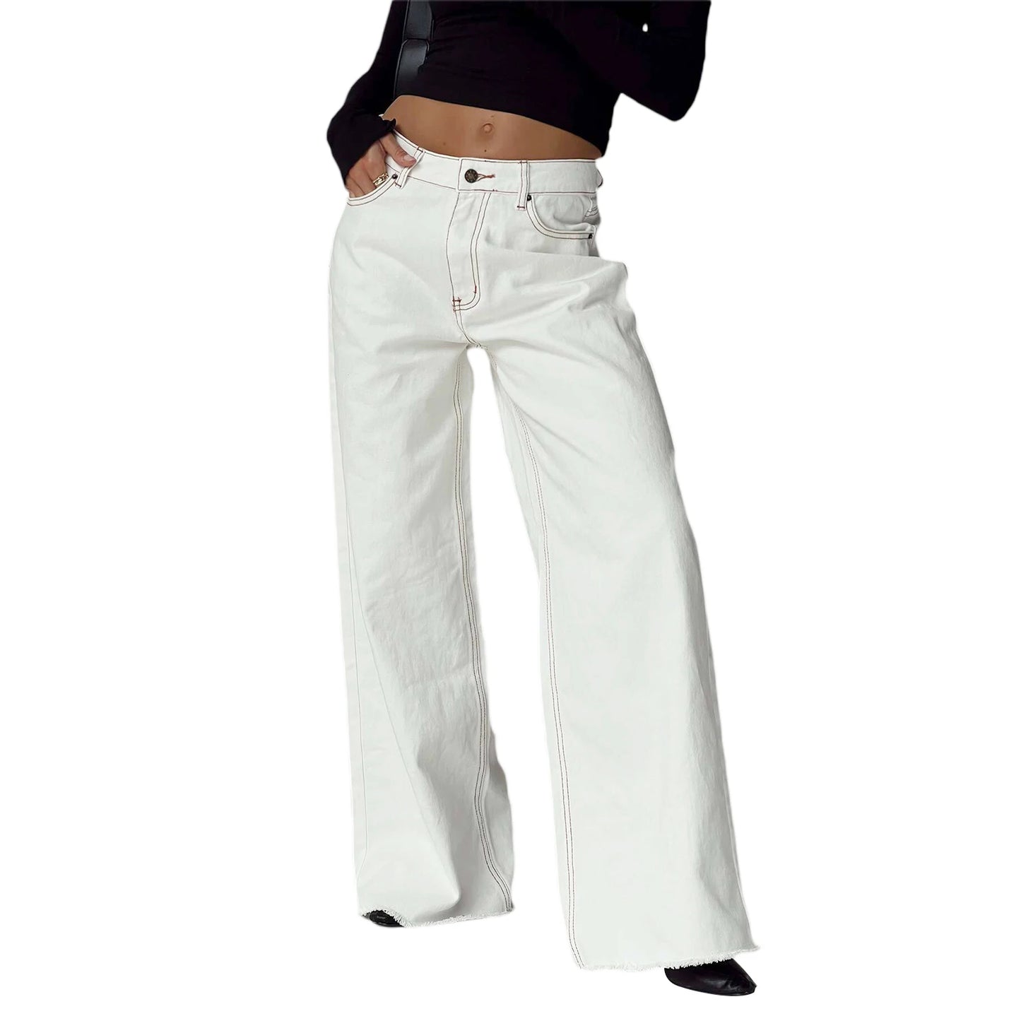 Hirigin Women Wide Leg Jeans Loose Casual Work Streetwear