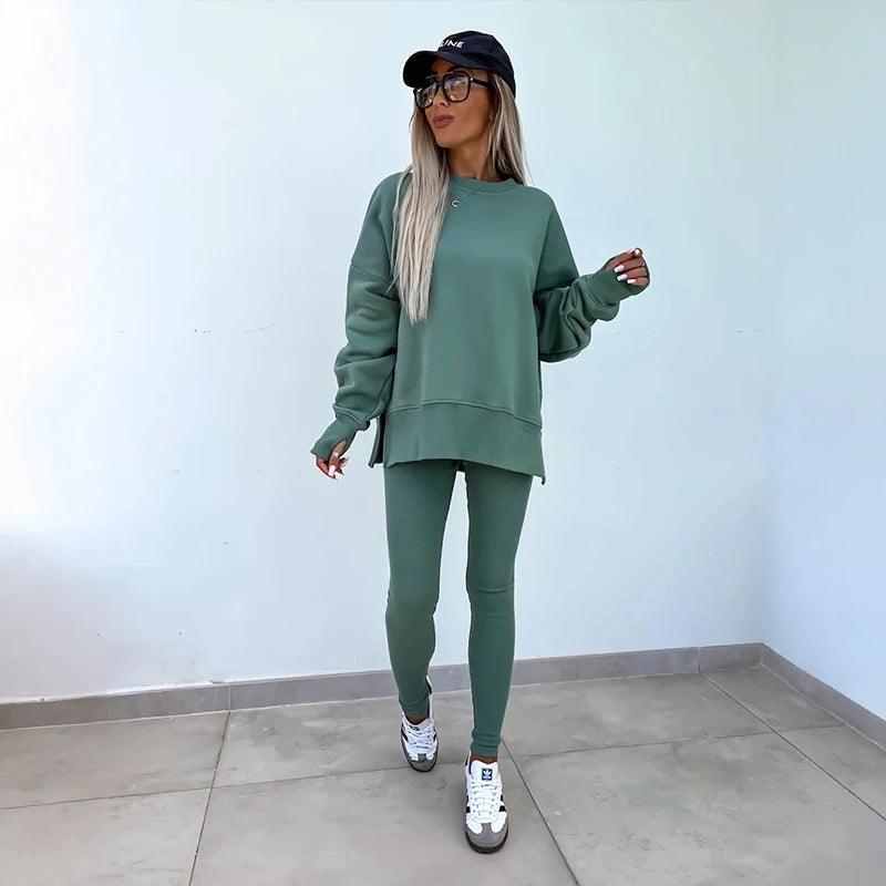 Women Sports Hoodie Set For Spring Autumn Yoga Two Piece