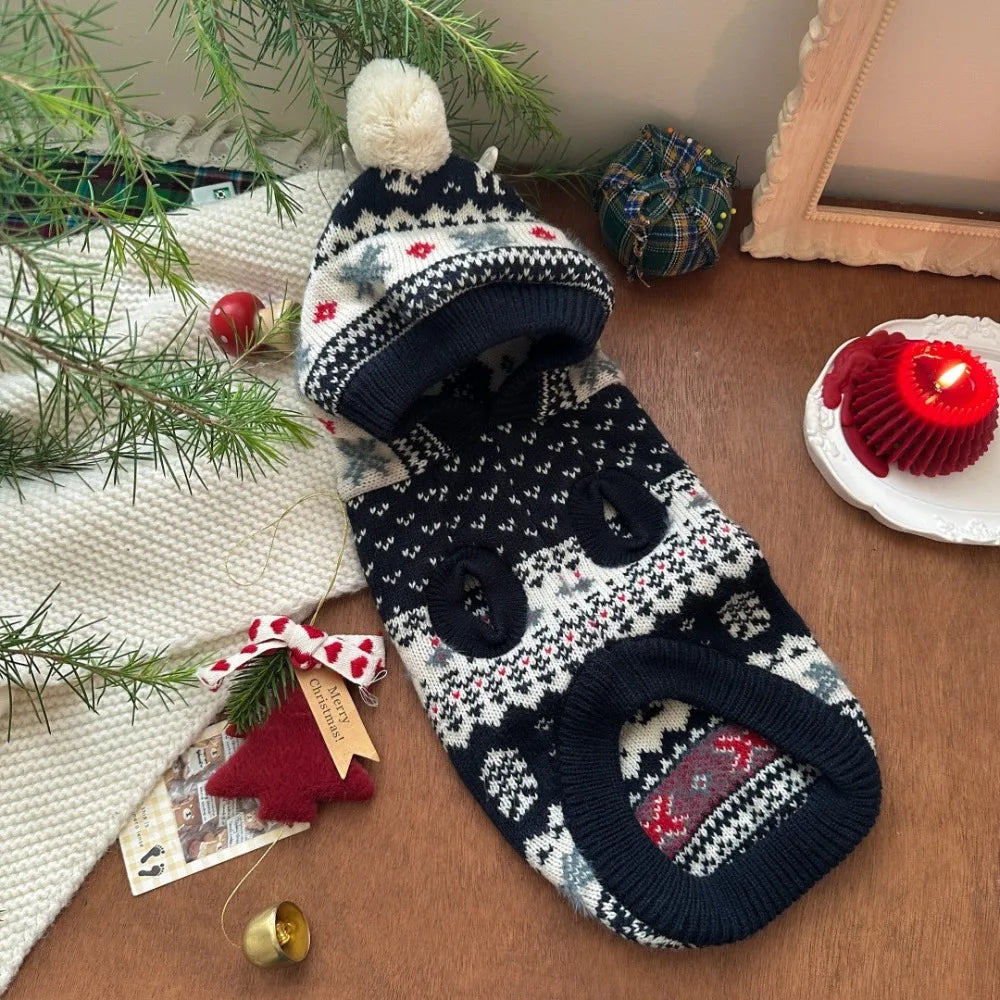 Zhejiang Christmas Hooded Sweater for Dogs and Cats Pet Clothes