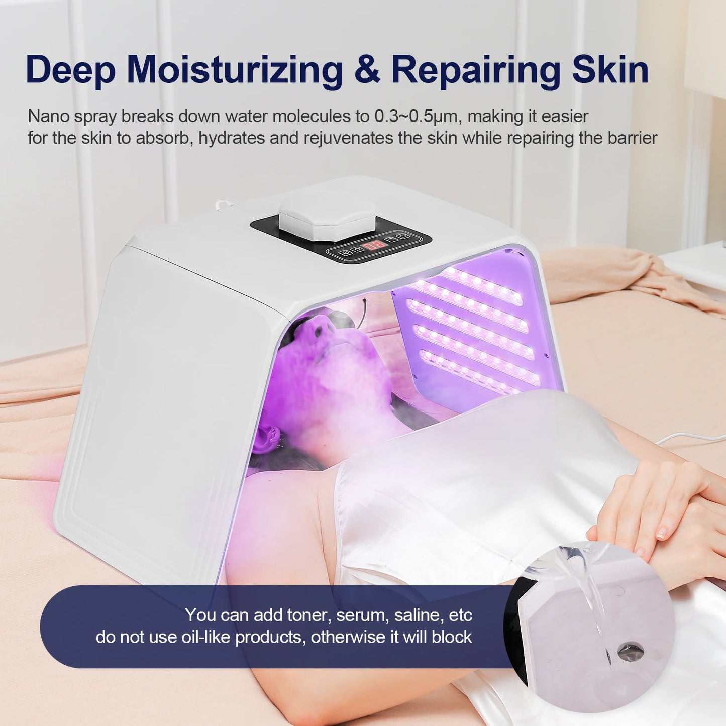 Foreverlily 7 Colors LED Photon Therapy Device With Nano Spray