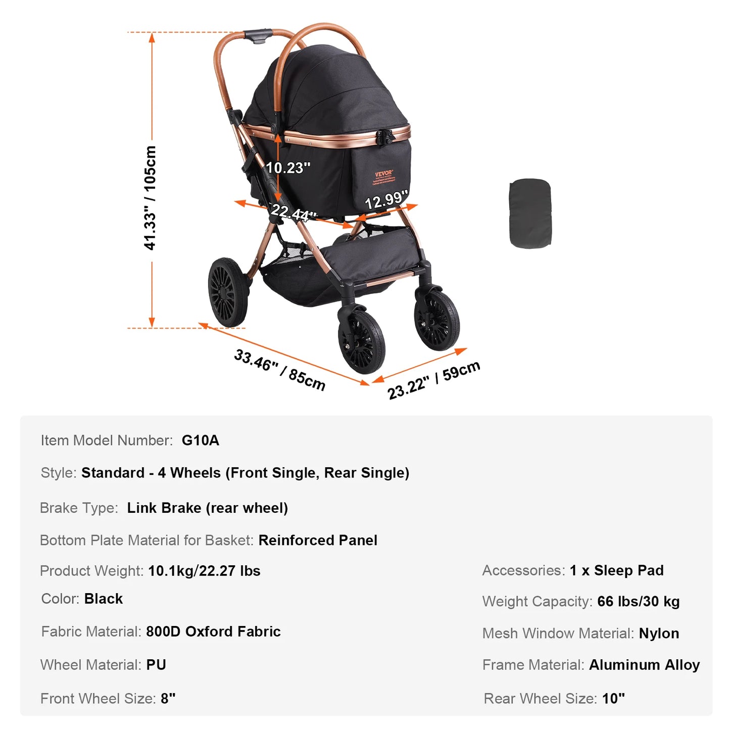 SucceBuy Foldable Pet Stroller With Brakes For Small To Medium Dogs Lightweight Aluminum Frame