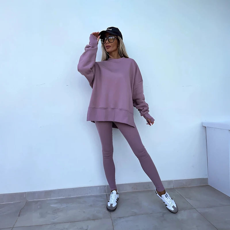 Women Sports Hoodie Set For Spring Autumn Yoga Two Piece