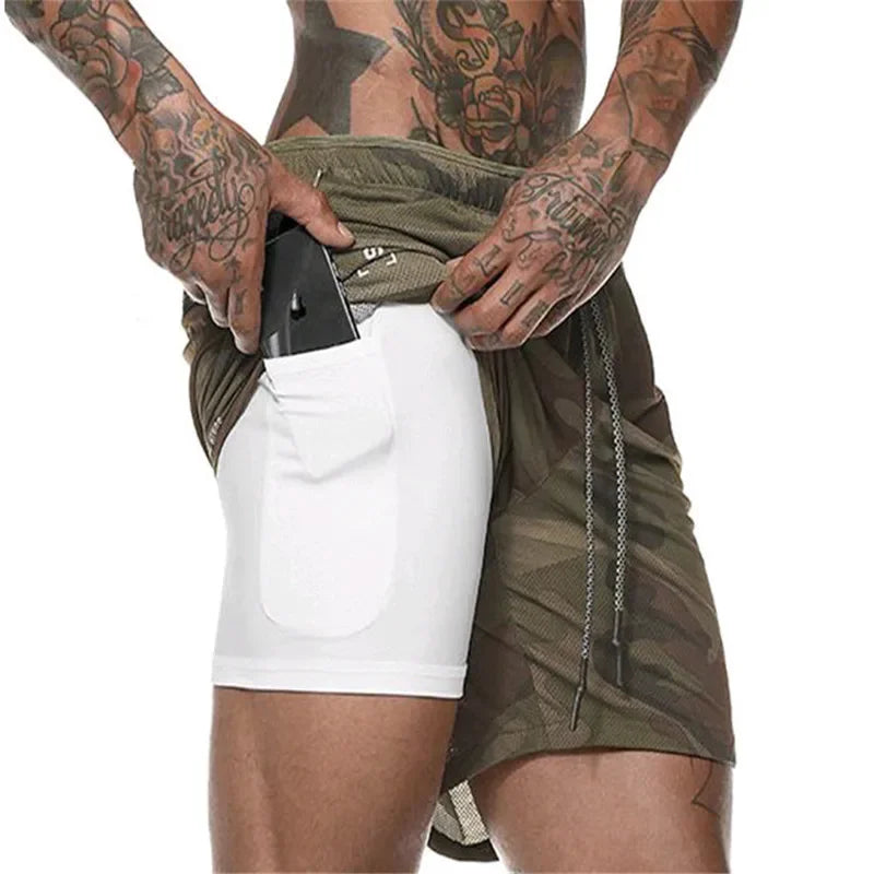 Chyxingye Camouflage 2-In-1 Running Shorts Quick Dry