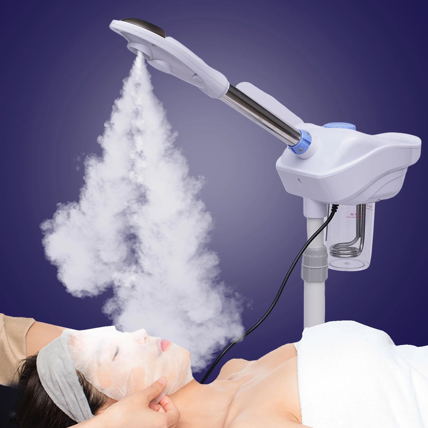 Professional Facial Steamer With Hot Mist Rotating Nozzle