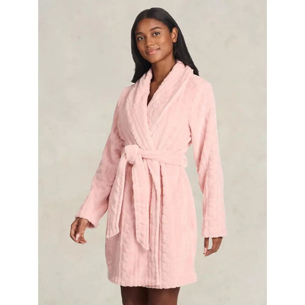 Craft of Weaving Plush Robe With Pockets Waist Tie