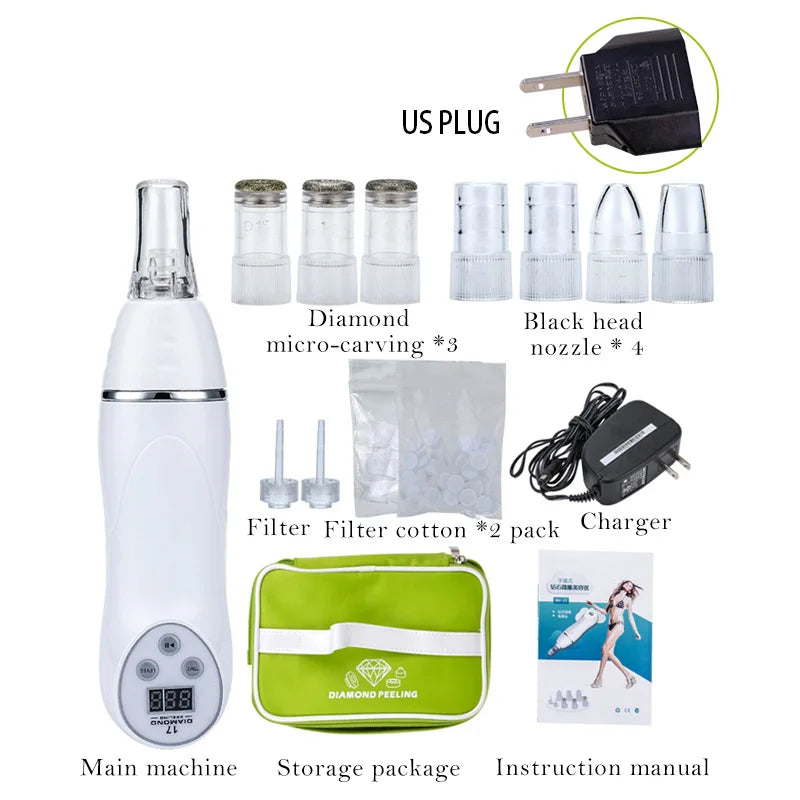Diamond Dermabrasion Blackhead Removal Machine Vacuum Face Suction Skin Clean Facial Massage Peeling Acne Pore Beauty Device