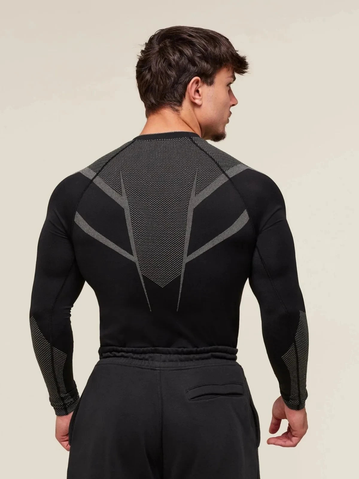 Mens Fitness Training Suit Elastic Round Neck Gym Wear Print