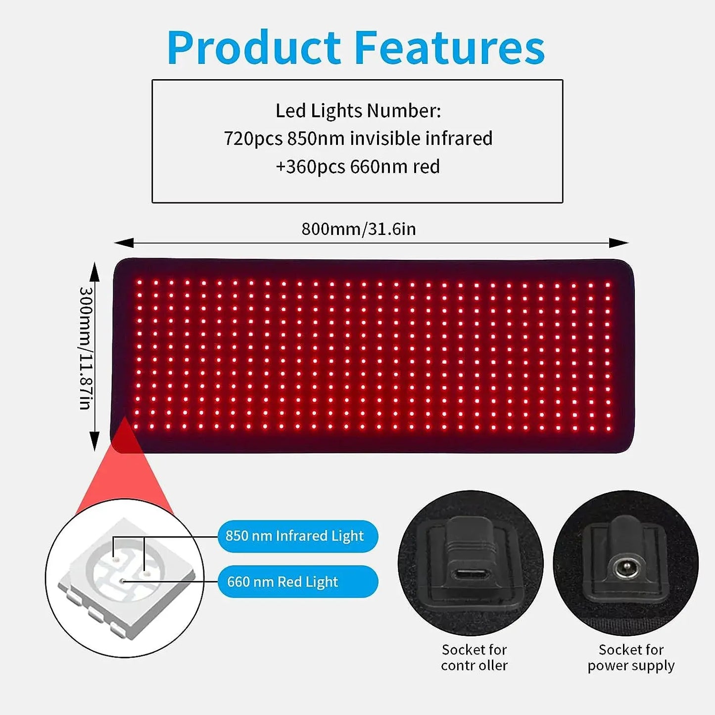 Electronic LED Red Light Therapy Mat Infrared Pain Relief